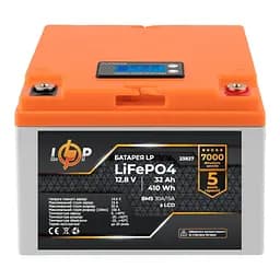 Акумулятор LP LiFePO4 12,8V - 32 Ah (410Wh) (BMS 30А/15A) пластик LCD