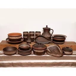 Рождественский набор керамической (глиняной) посуды Традиции Сочельника на 6 человек