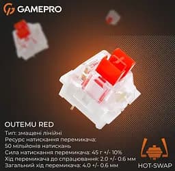 Клавиатура игровая механическая GamePro MK-144-B Hot-Swap Outemu Red Switch USB Black-White - мініатюра 8