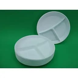 Тарелка одноразовая пластиковая 3 секции Ø 205 мм белая 100 шт.