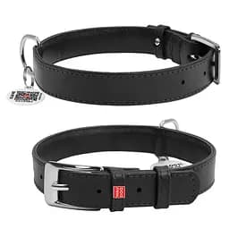 Нашийник для собак шкіряний Waudog Glamour з QR-паспортом без прикрас L Ш 25 мм Д 38-49 см чорний