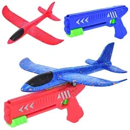 Самолет пенопластовый с запуском 255-16 33см, на запуске (пистолет), в пакете (6903317554829) Микс