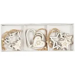 Комплект прикрас House of Seasons Сердечка, зірки та ялинки 6 шт. шампань (8720967049349_2)
