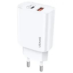 Адаптер мережевий USAMS T35 Fast Charger US-CC121 - USB+Type-C 20W білий - мініатюра 2