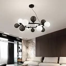 Кольцевая люстра HOLLY L с 15 черно-белыми плафонами на 8 лампах Ø 70 см | Line F | Ст. 1035/15 BK