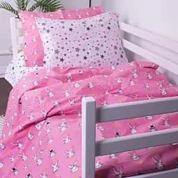 Підковдра на блискавці MirSon Kids Time 17-0528 Bunnies pink, бязь, 210х143 см, рожева