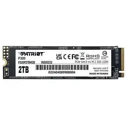 Твердотільний накопичувач SSD Patriot 2Tb, P320, PCI-E 3.0 x4, M.2 2280, 3D TLC, 3000/2200 МБ/с teh0019793