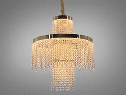 Кришталева люстра LED 376 золотиста з двома рівнями підвісок