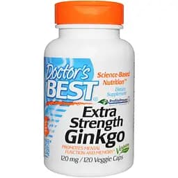 Супер сильний екстракт Гінкго Doctor's Best Ginkgo Extra Stength Profile Proven 120 мг 120 вегетаріанських капсул