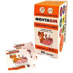 Фентагін Ginger ФентаGin антигельмінтний засіб у гранулах для собак та котів 1 гранула на 5 кг (34736)