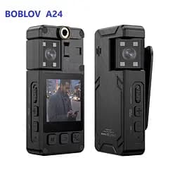 Нагрудна боді-камера Boblov A24 з дисплеєм 1.54 дюйма нічний запис датчик руху акумулятор 2000 мА·год