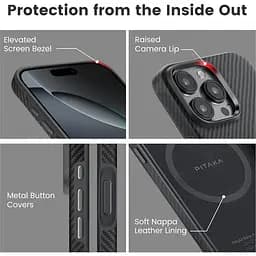 Оригінальний протиударний чохол Pitaka Military-Grade Protective Summa Case для iPhone 16 Pro Max 600D Black/Grey (KI1601PMPA) - мініатюра 15