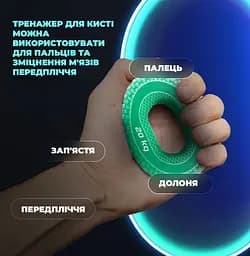 Еспандер кістьовий PowerPlay силіконовий PP-4333 Hand Grip Medium 20 кг Зелений (PP_4333_Green_20kg) - мініатюра 4