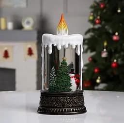 Новорічний нічник зі снігом "Свічка зі сніговиком" XMAS WDL-23016, різдвяний світильник на батарейках - мініатюра 6