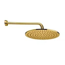 Верхний душ Paffoni Syncro Quadro Ø300xh8 мм с держателем 400 мм honey gold ZSOF079HG + ZSOF034HG, Золотой