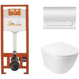 Набір Q-tap Nest 4 в 1 підвісний унітаз Jay Ultra Quiet 485x360x320 + комплект інсталяції QT07335177W45140