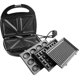 Сендвічниця-мультипекар Steinberg ST-779, 4 в 1 (гриль, бутербродниця, вафельниця, горішниця) із захистом від перегріву із системою блокування ручки та можливістю вертикального зберігання потужністю 1200 Вт сіра