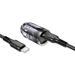 АЗП Borofone BZ29A Talented PD36W+QC3.0 (1C1A) + Type-C to Type-C Transparent purple - мініатюра 2