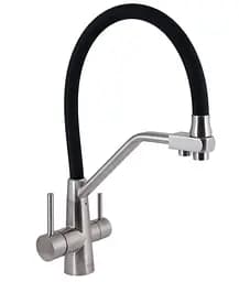 Змішувач для кухні Lidz Aria 020F3 з гнучким виливом з підключенням для питної води LDARI020F3BNK37647