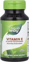 Витамин Е Nature's Way Vitamin E, 100 капсул для поддержки кожи, сердца и сосудов