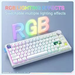 Клавіатура Onikuma бездротова ігрова MT-706 Pro з RGB підсвіткою та 3 режимами підключення для ПК та ігор білий - мініатюра 3