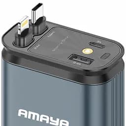 АЗП Amaya ACC-CL11 PD57.5W+QC3.0 (1USB-A/1C) with retractable cable Type-C + Lightning Gray - мініатюра 2