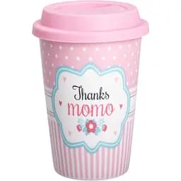 Склянка керамічна Liling Rongxiang Ceramic thanks momo з силіконовою кришкою 420 мл RX-N240288TM