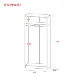 Шафа для одягу Doros Промо Сірий 2 ДСП 90х48х204 (80737764) - мініатюра 8