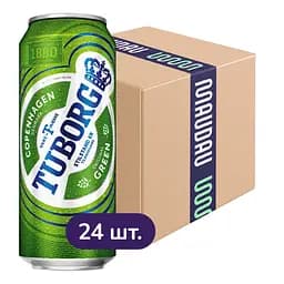 Упаковка пива Tuborg Green светлое 4.6% 12 л (0.5 л 24 шт.) ж/б