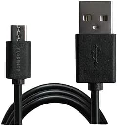 Мережевий зарядний пристрій Florence 1USB 2A + MicroUSB Cable Black (FL-1020-KM) - мініатюра 3