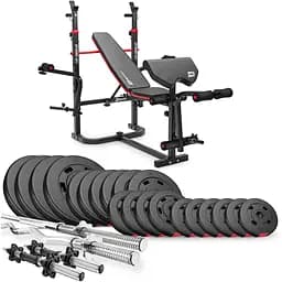 Набор Hop-Sport Premium 105кг со скамьей HS-1065HB Pro, штангами и гантелями