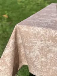 Водовідштовхувальна скатертина Мармур бежевий 280х140 см (+ 6 серветок 30х40 см)