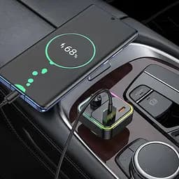 FM-трансмітер Hoco E81 Fantasy PD30W+QC3.0 car BT FM transmitter Чорний - мініатюра 3