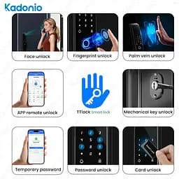 Дверний дзвінок з функцією розпізнавання облич LD SMART, біометричний сканер відбитків пальців, око / розумна камера / дверний замок - мініатюра 4