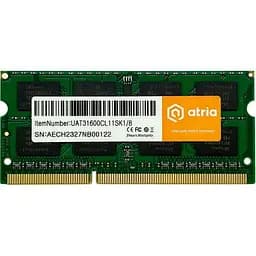 Модуль пам'яті ATRIA DDR3 8GB 1600MHz sodimm UAT31600CL11SK1/8 (UAT31600CL11SK1/8)