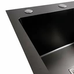 Кухонна мийка Platinum Handmade 78x50В L PVD чорна (товщина 3.0/1.0 мм), Чорний - мініатюра 4