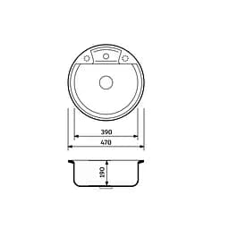 Кухонна мийка Adamant FINE terra-cotta d 470x190 мм, без крила d 47 - мініатюра 2