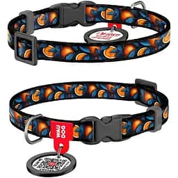 Ошейник для кошек и мелких пород собак Waudog Nylon Апельсины с QR паспортом XS 20-30x1 см