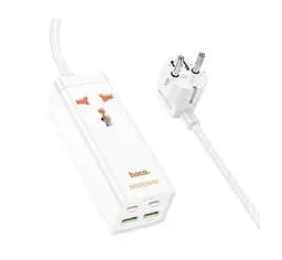 Сетевой фильтр удлинитель HOCO AC-10A 1x220V+2хUSB+ 2хType-C 65W, 1.5м, 220В, White - мініатюра 5