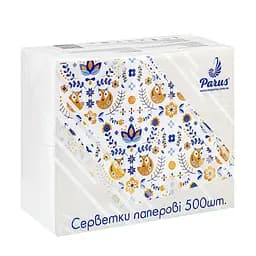 Серветки паперові Parus одношарові білі 22 х 22 см 500 шт.