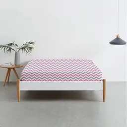 Простирадло Cosas на резинці 100х200 grey zigzag, рожевий (ZigGreyRose_100x200x20) - мініатюра 2