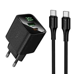 МЗП Hoco CS84A Excellent PD30W+QC3.0 charger with digital display set(Cto C)(EU) Black