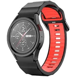 Ремешок для Samsung Galaxy Watch 4 Classic 46mm - черно-красный ширина крепления 20мм силикон размер L Watchbands Ribbed (W11-4WB40054930)