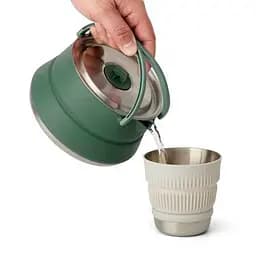 Чайник складаний Sea to Summit Detour Stainless Steel Collapsible Kettle w/Sack з чохлом, 1,6 L Сірий-Зелений - мініатюра 2