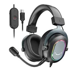 Игровые наушники с микрофоном Fifine H-6B RGB USB 7.1 Black