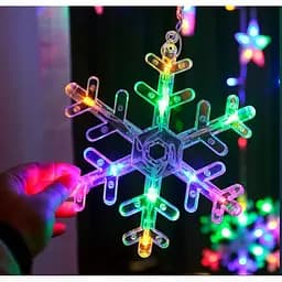 Світлодіодна новорічна гірлянда штора Сніжинка 3х 0.6 м Гірлянда від мережі 220В Кольорова