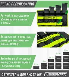Обтяжувачі для ніг та рук набірні чорно-зелені 0.5-2.5 кг (пара) EasyFit fit0024803 - мініатюра 5