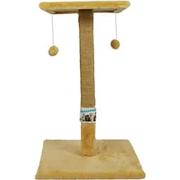 Когтеточка Пухнастики большой столбик с полкой бежевая (А-1)