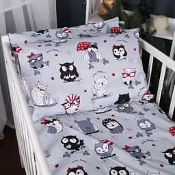 Простирадло MirSon Kids Time 17-0672 Silver Owlets бязь 110х160 см (2200010183771)