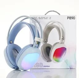 Бездротова ігрова гарнітура P890 RGB Bluetooth навушники з мікрофоном 40 мм драйвера 18 годин роботи блакитний - мініатюра 2